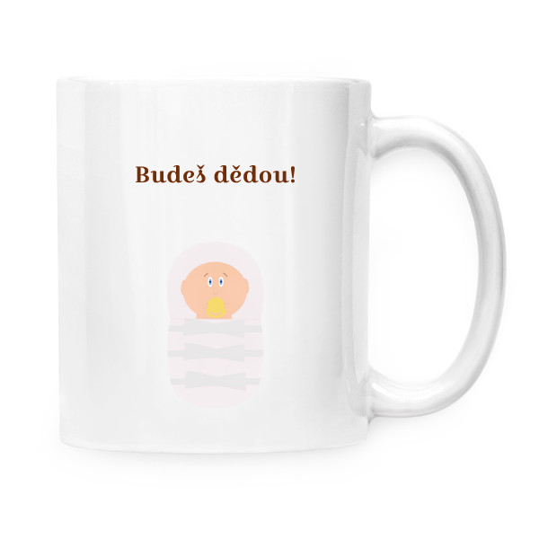 Hrnek malý bílý s potiskem Magický hrníček - Budeš dědou!