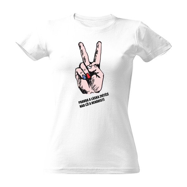 Tričko s potiskem Prsty bílé