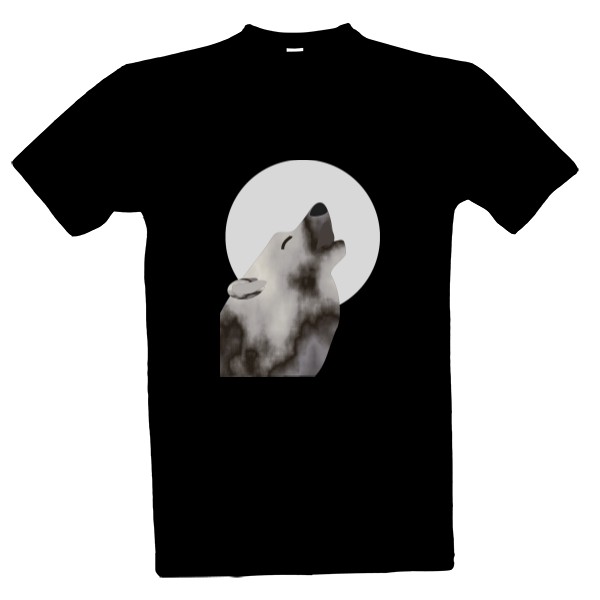 Pánské triko - Vlk vyjící na měsíc